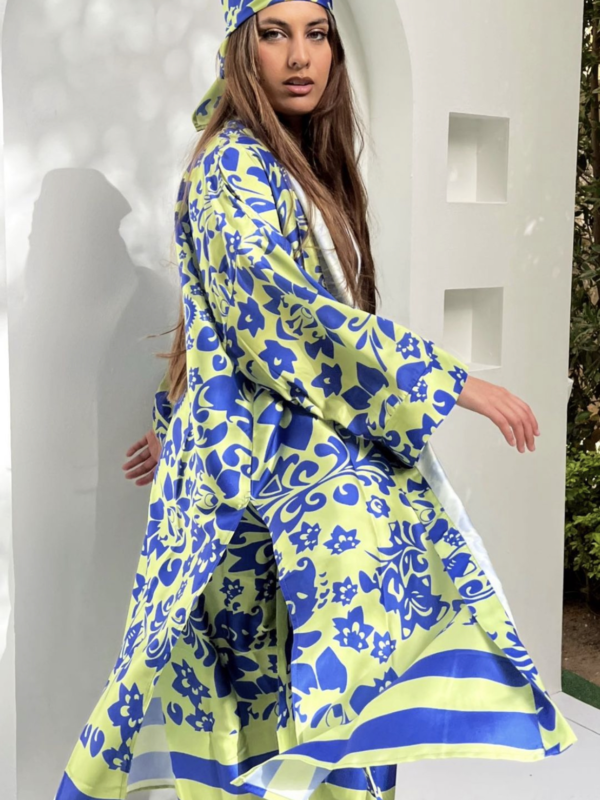 Floral Kimono Green X Blue