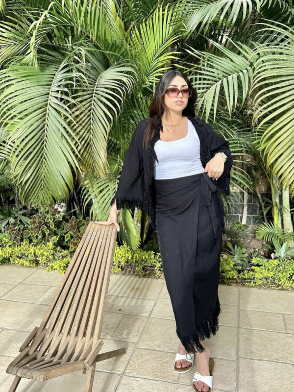 Flowy Short Kimono Black