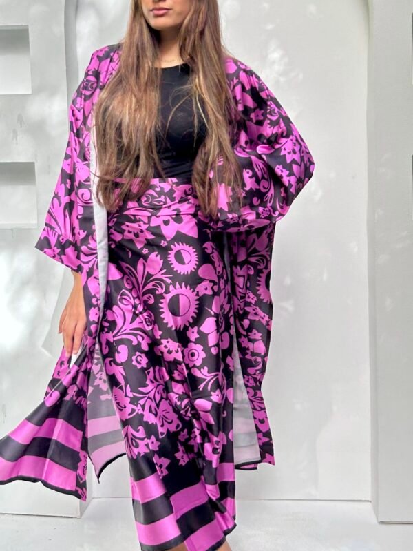 Floral Wrap Skirt Purple X Black