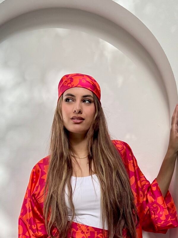 Floral Scarf Fushia X Orange