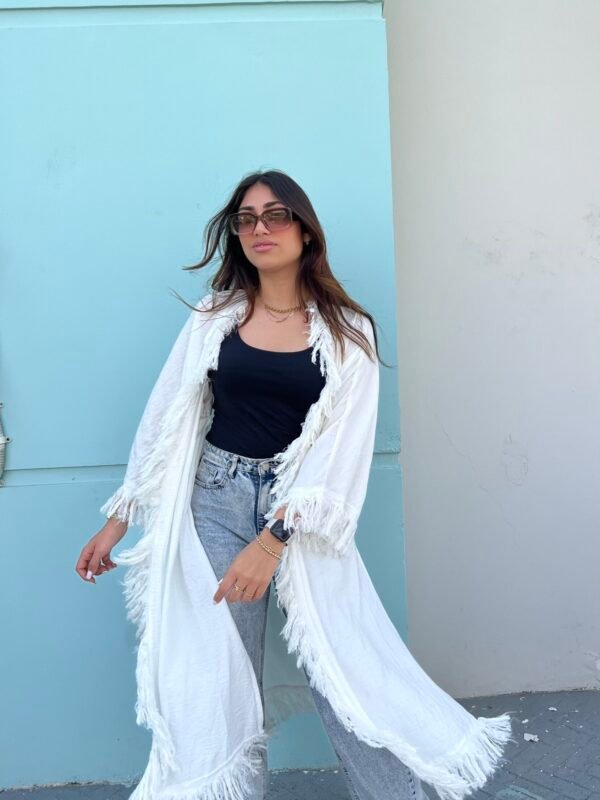 Flowy Long Kimono White
