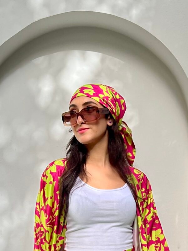 Floral Scarf Fushia X Lemon