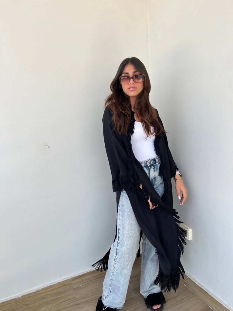 Flowy Long Kimono Black