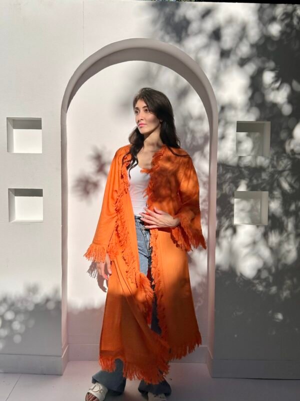 Flowy Long Kimono Orange - Image 3