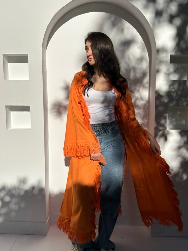 Flowy Long Kimono Orange - Image 2