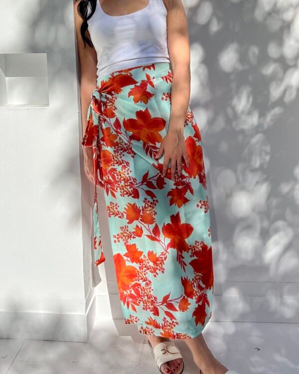 Orange Flower Wrap Skirt