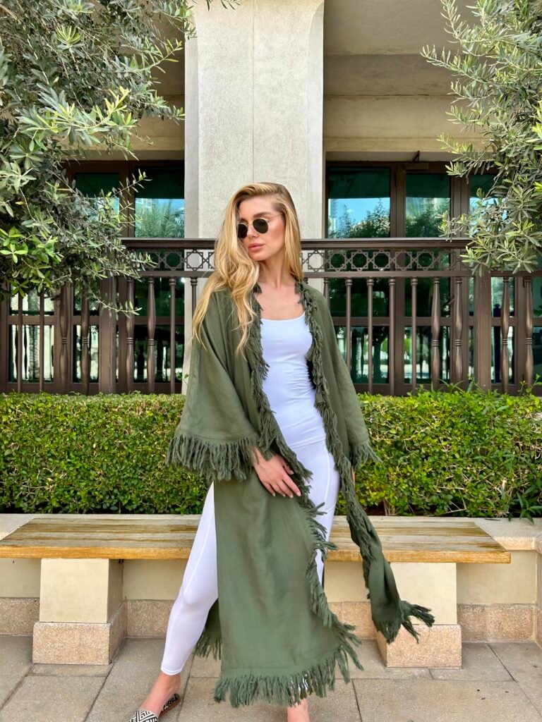 Flowy Long Kimon Olive