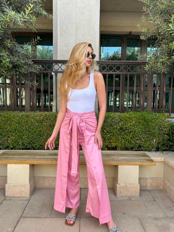 Satin wrap pants Baby Pink - Image 2