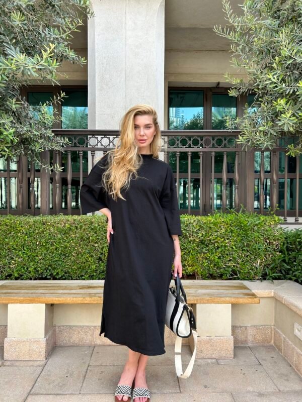 Basic T_Shirt Dress Black - Image 3