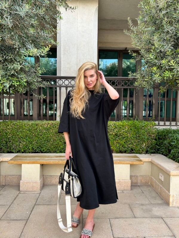 Basic T_Shirt Dress Black - Image 2