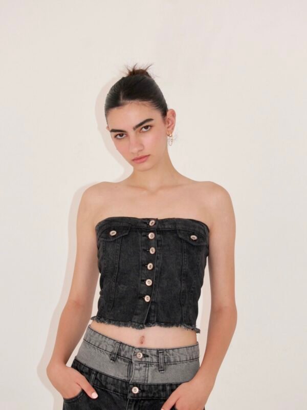 Denim Top Black