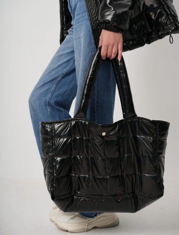 A_ Black Puff Tote Bag