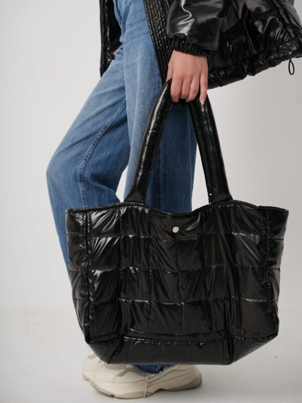 A_ Black Puff Tote Bag