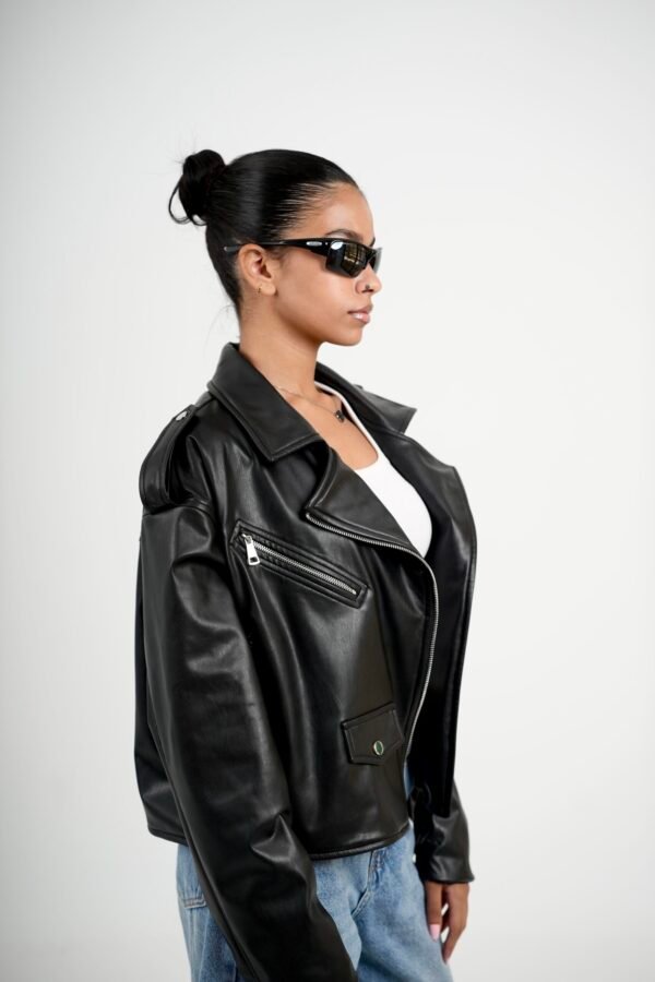 Black Leather Faux Jacket - Image 2