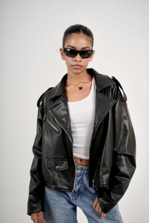 Black Leather Faux Jacket