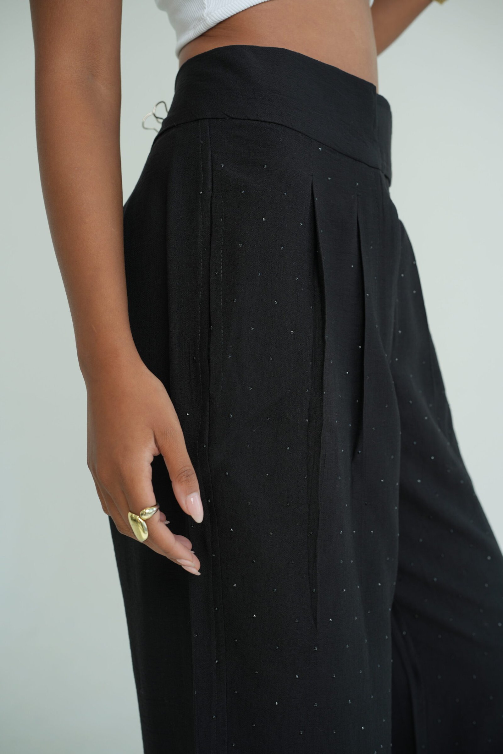 BLACK EXTRA SPARKLE TAILORED PANTS - Image 2