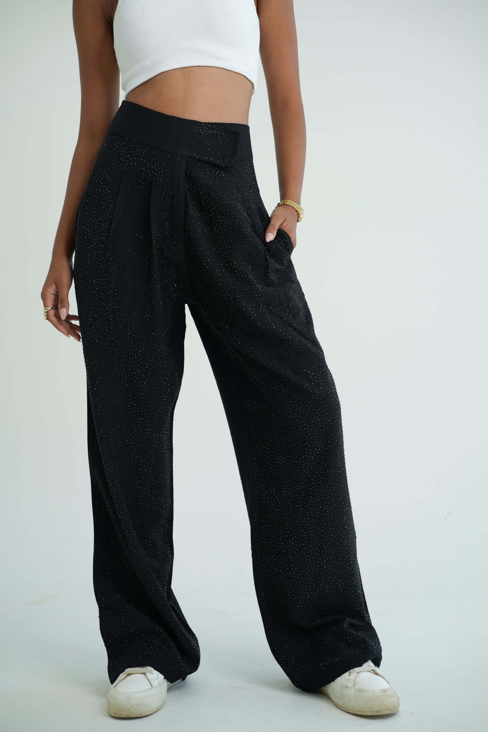 BLACK EXTRA SPARKLE TAILORED PANTS