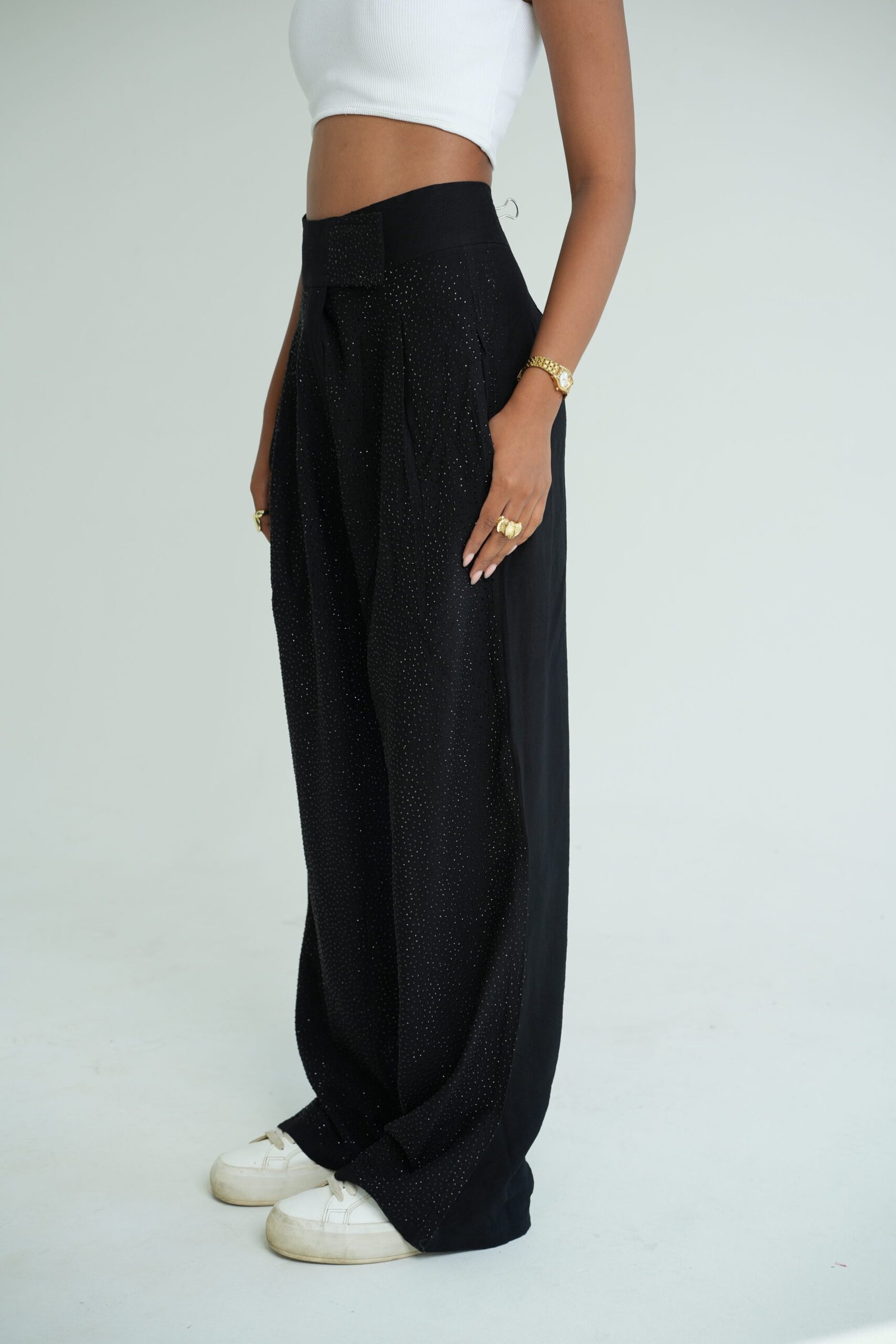 BLACK EXTRA SPARKLE TAILORED PANTS - Image 5