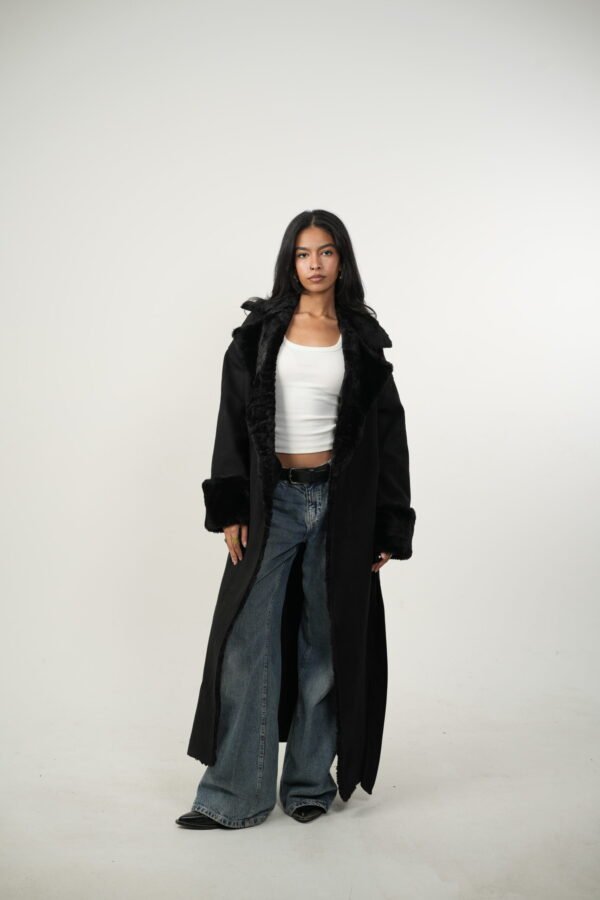 Black Maxi Coat X fur - Image 8