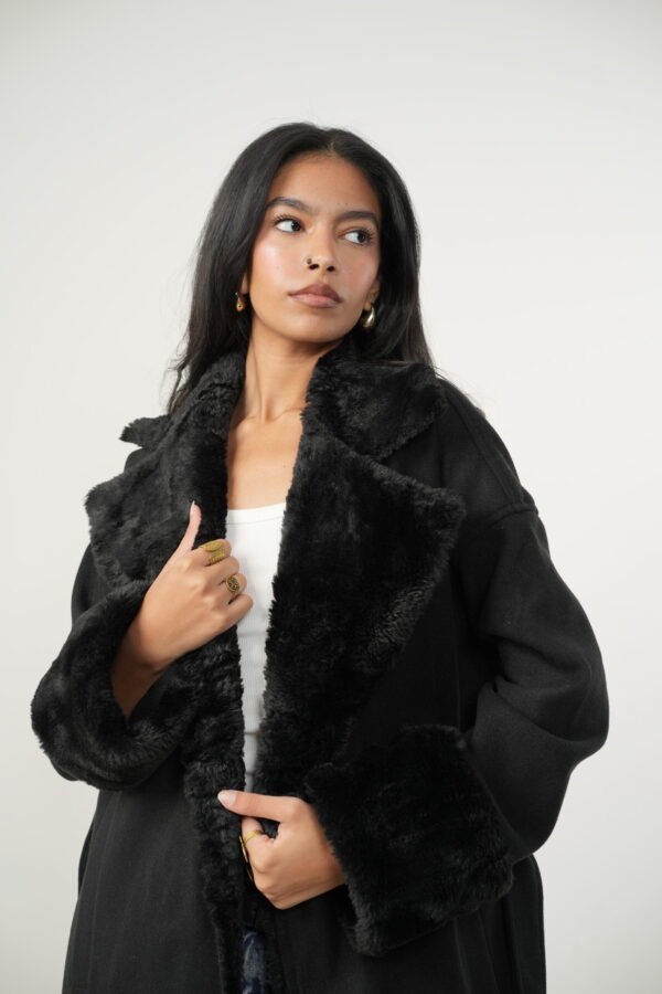 Black Maxi Coat X fur - Image 6