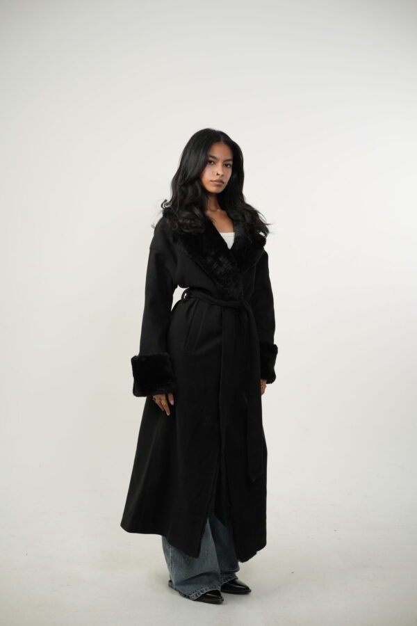 Black Maxi Coat X fur - Image 4