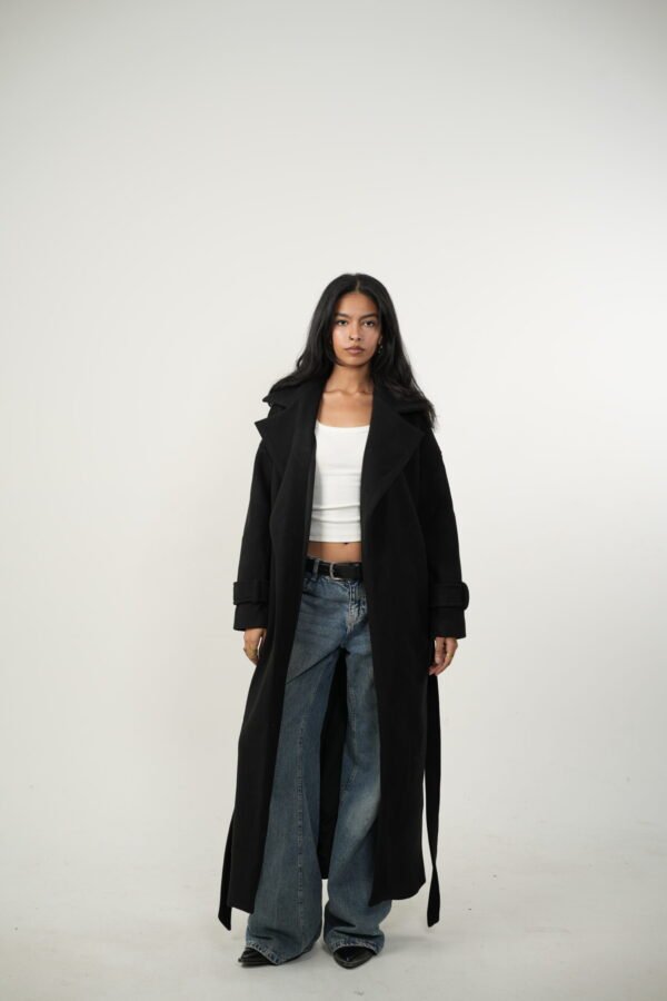 Black Maxi Coat X fur - Image 3