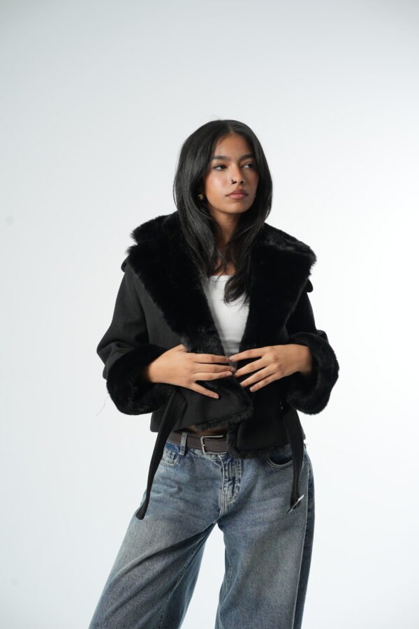 Black Fur Short Coat - Image 2