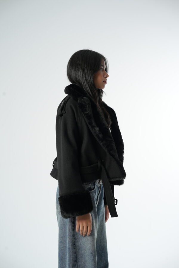 Black Fur Short Coat - Image 5