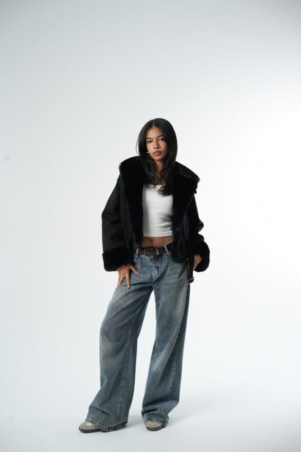 Black Fur Short Coat - Image 4