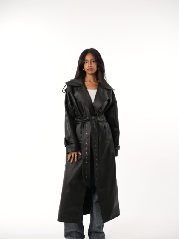 Leather long coat