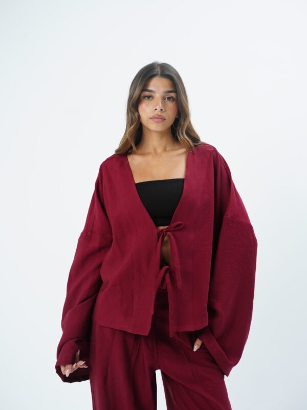 Burgundy Tie kimono