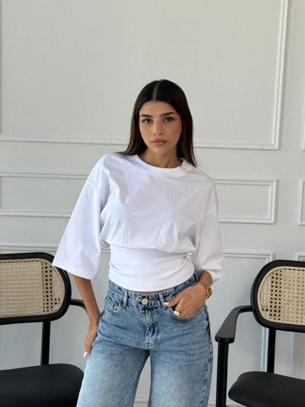 Ribbed waisted shirt Short length Sleeves
