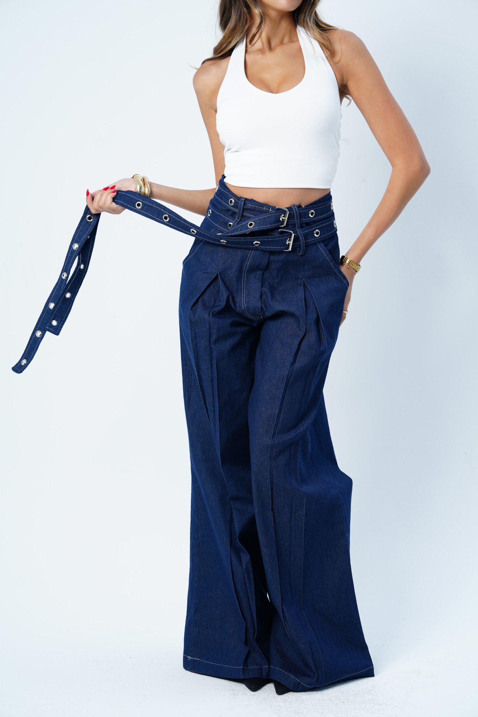 DOUBLE BELTED LIGHT JEANS - Image 11