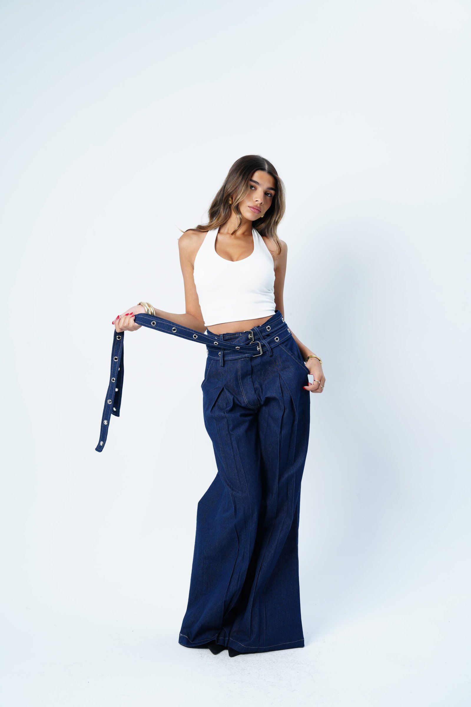 DOUBLE BELTED LIGHT JEANS - Image 6
