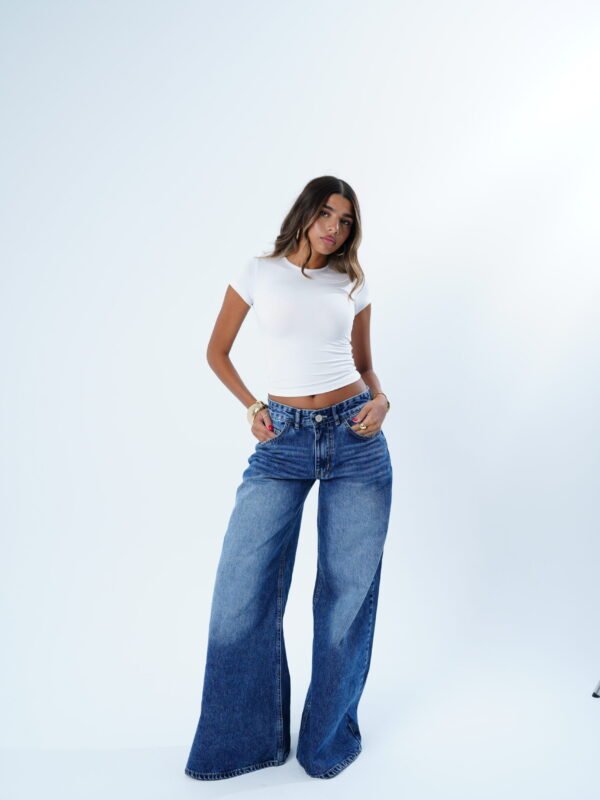 DARK BLUE LOW-RISE wide leg