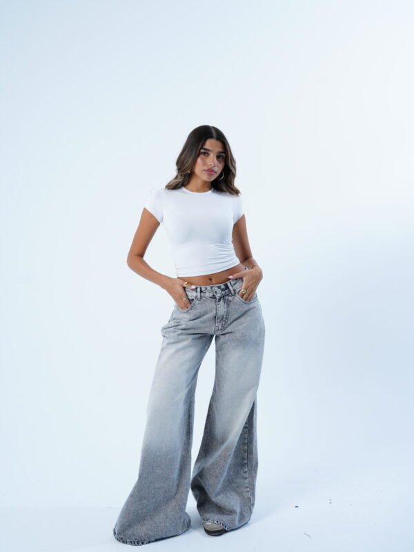 GREY WASHED EXTRA WID LEG DENIM