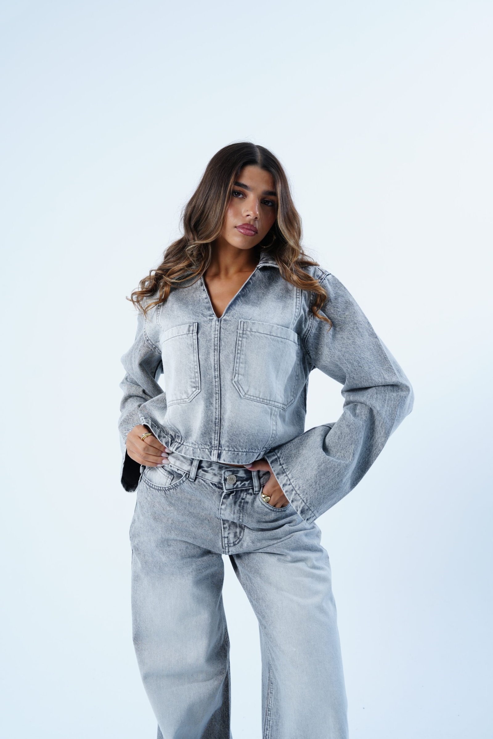 Grey cropped FOLDED Jacket