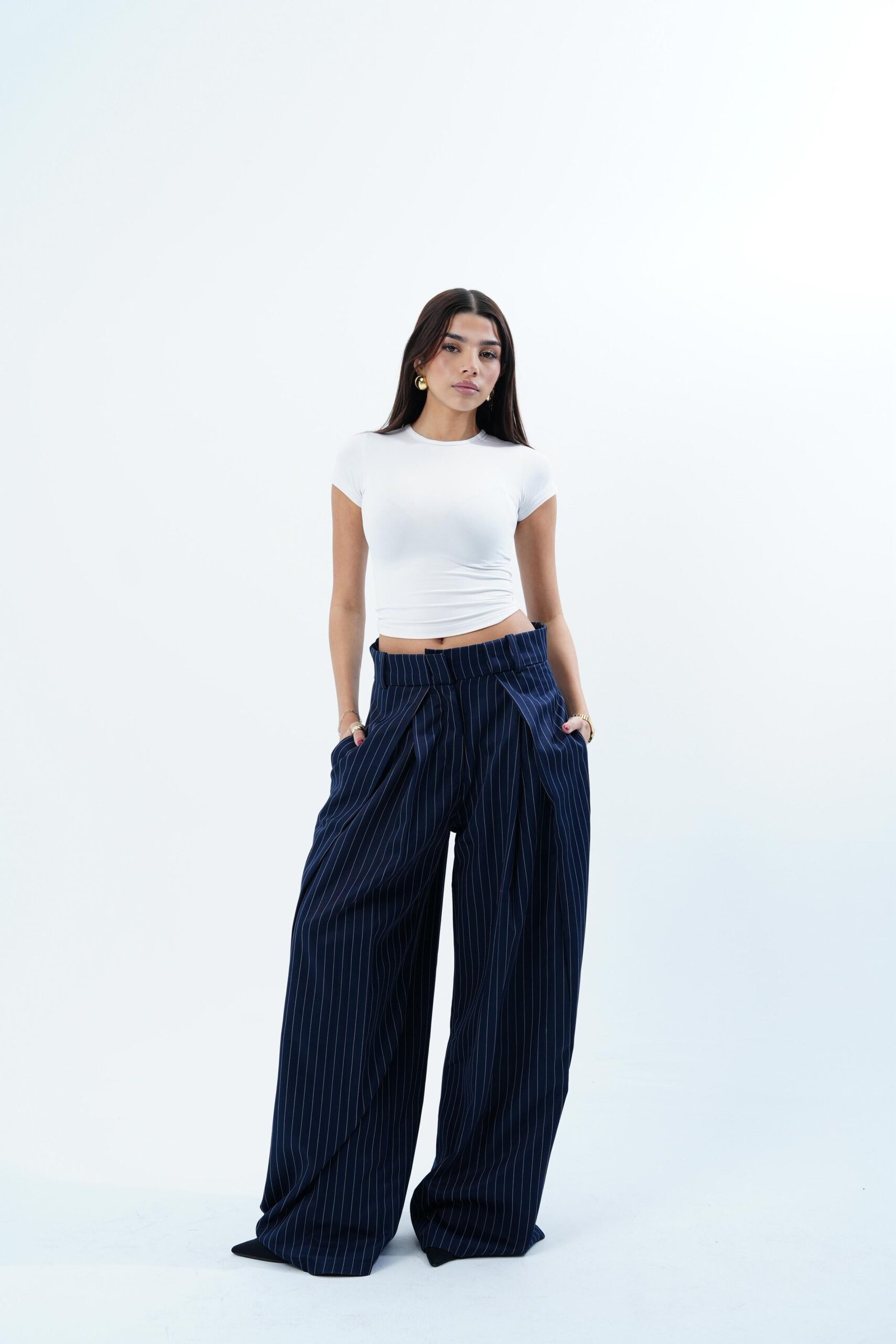 STRIPPED FOLDED TAILORED PANTS - Image 19