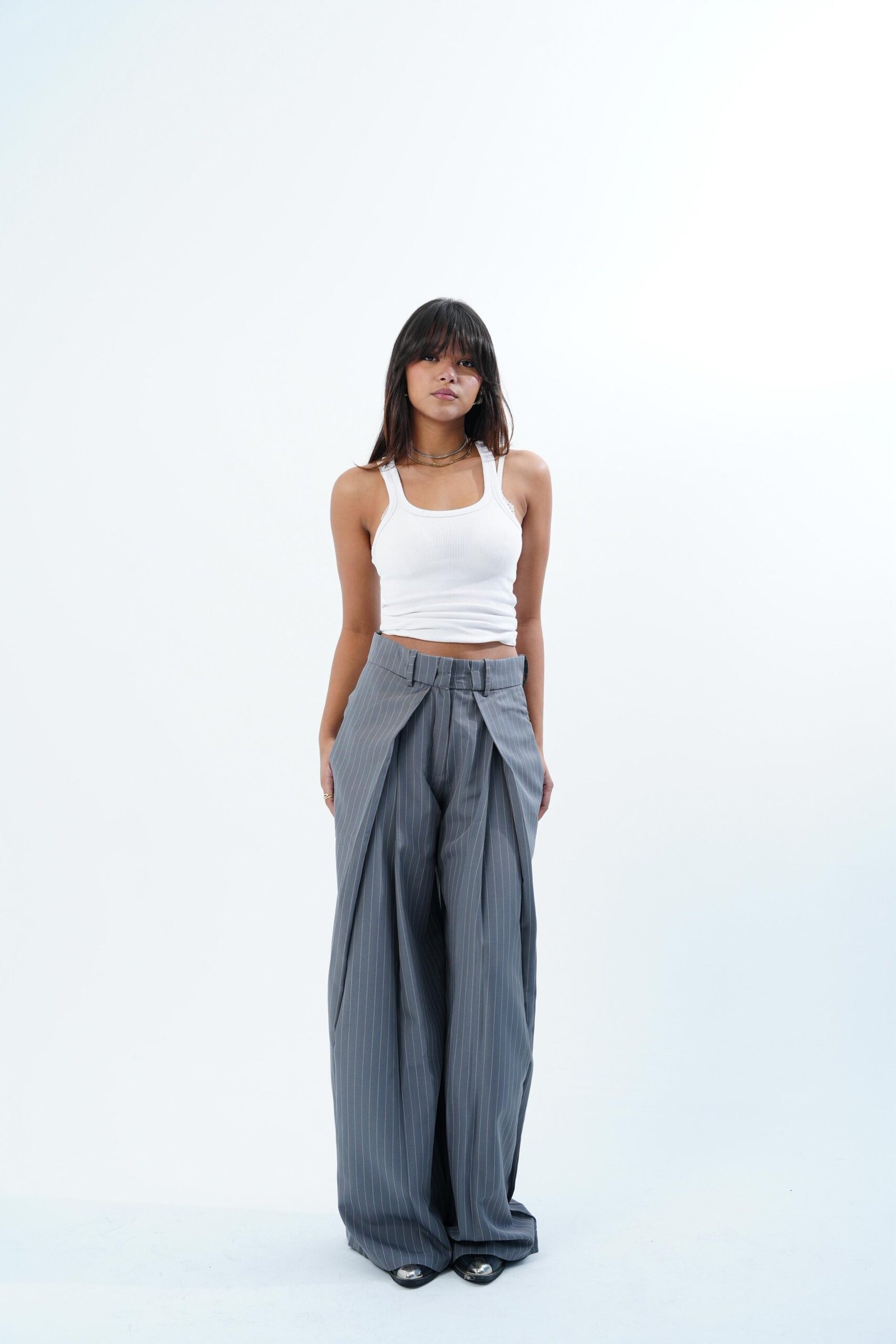 STRIPPED FOLDED TAILORED PANTS - Image 14