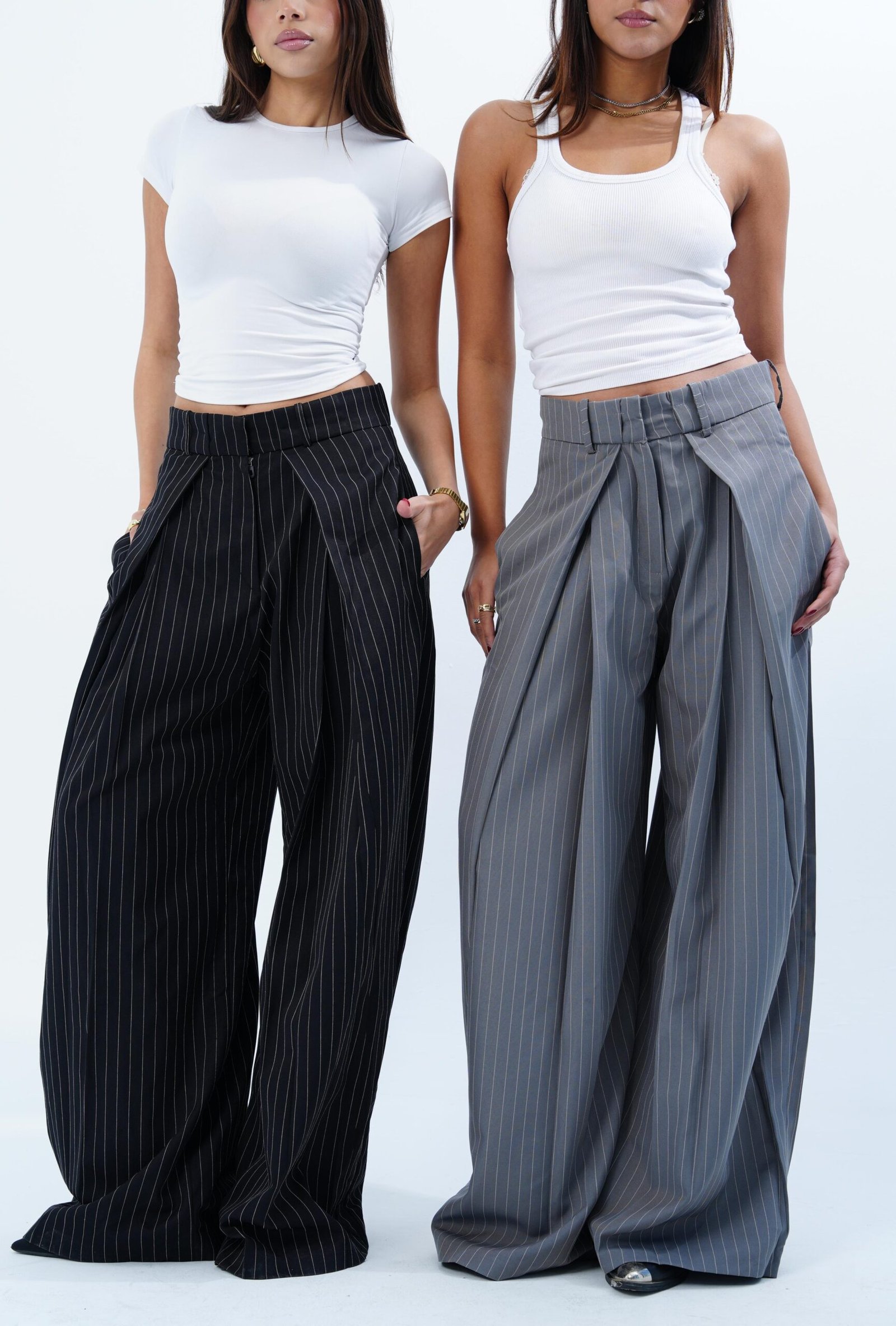 STRIPPED FOLDED TAILORED PANTS - Image 8