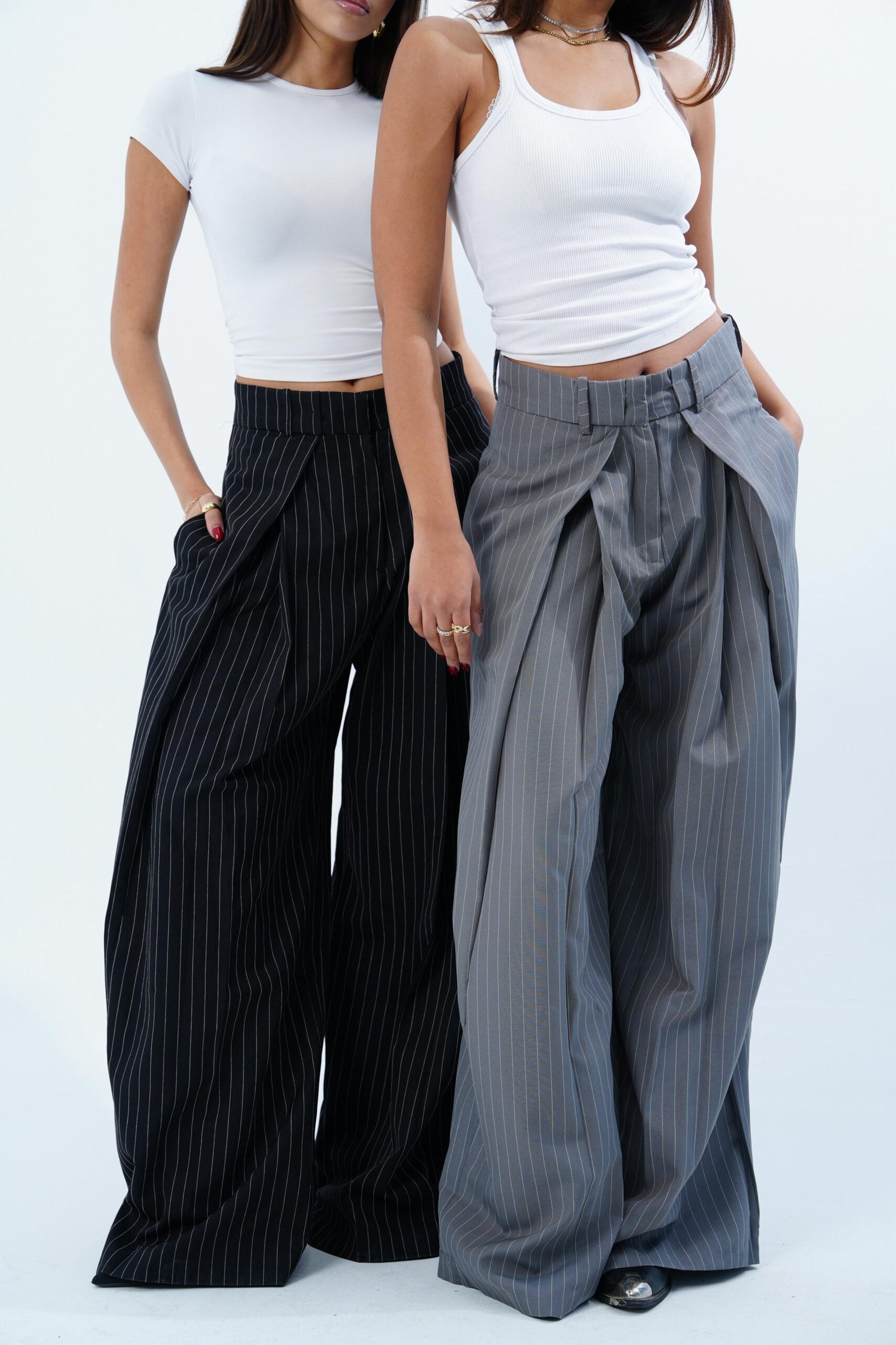 STRIPPED FOLDED TAILORED PANTS - Image 7