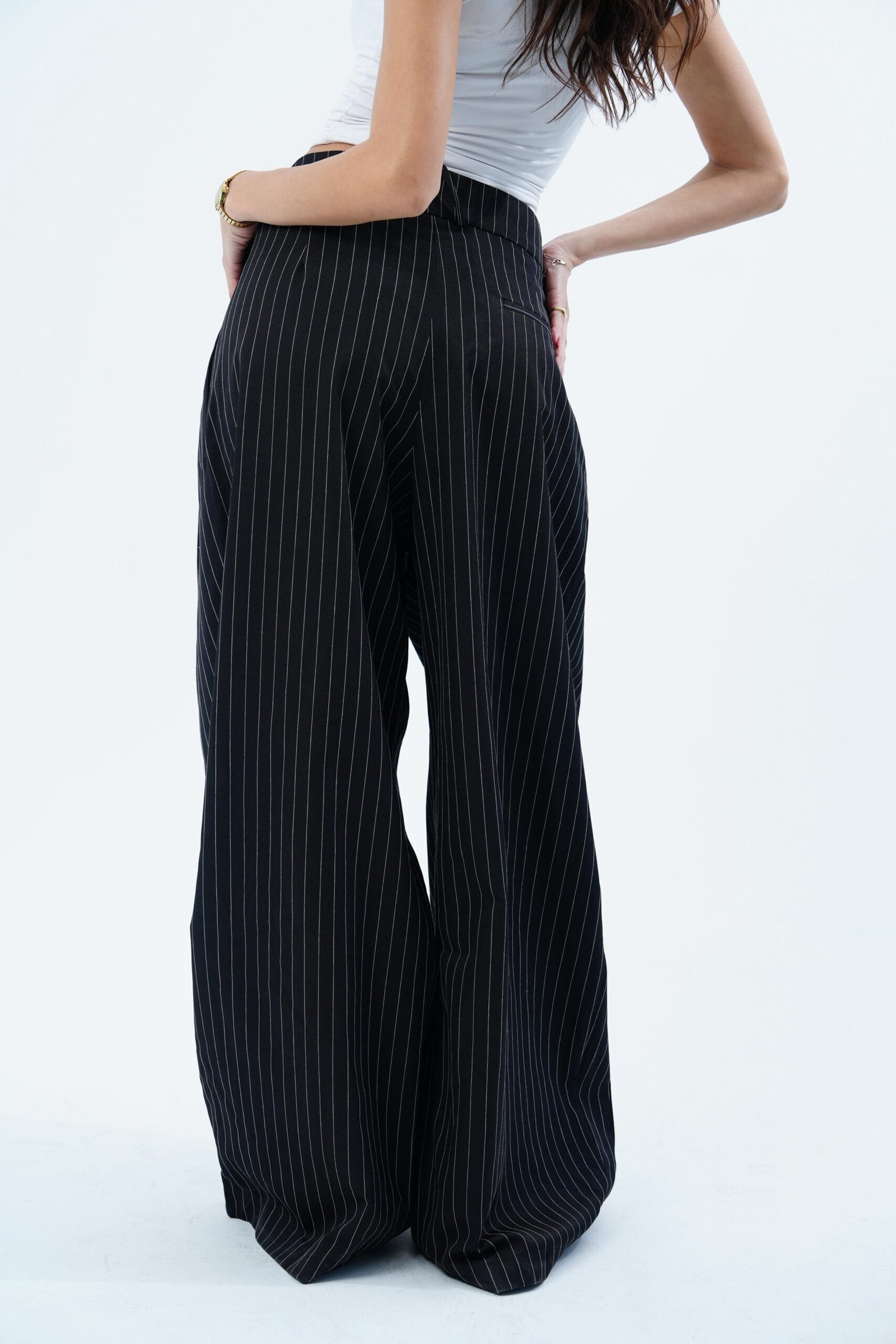 STRIPPED FOLDED TAILORED PANTS - Image 2