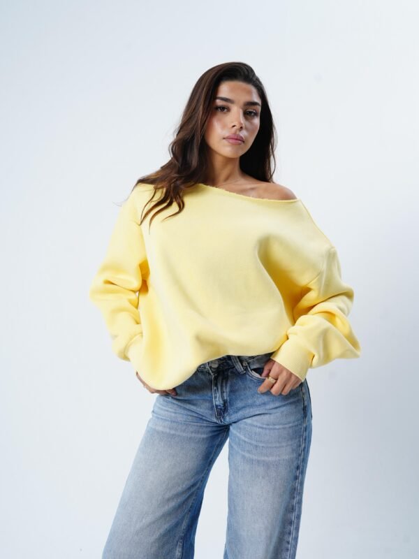 Yellow off shoulder hoodie