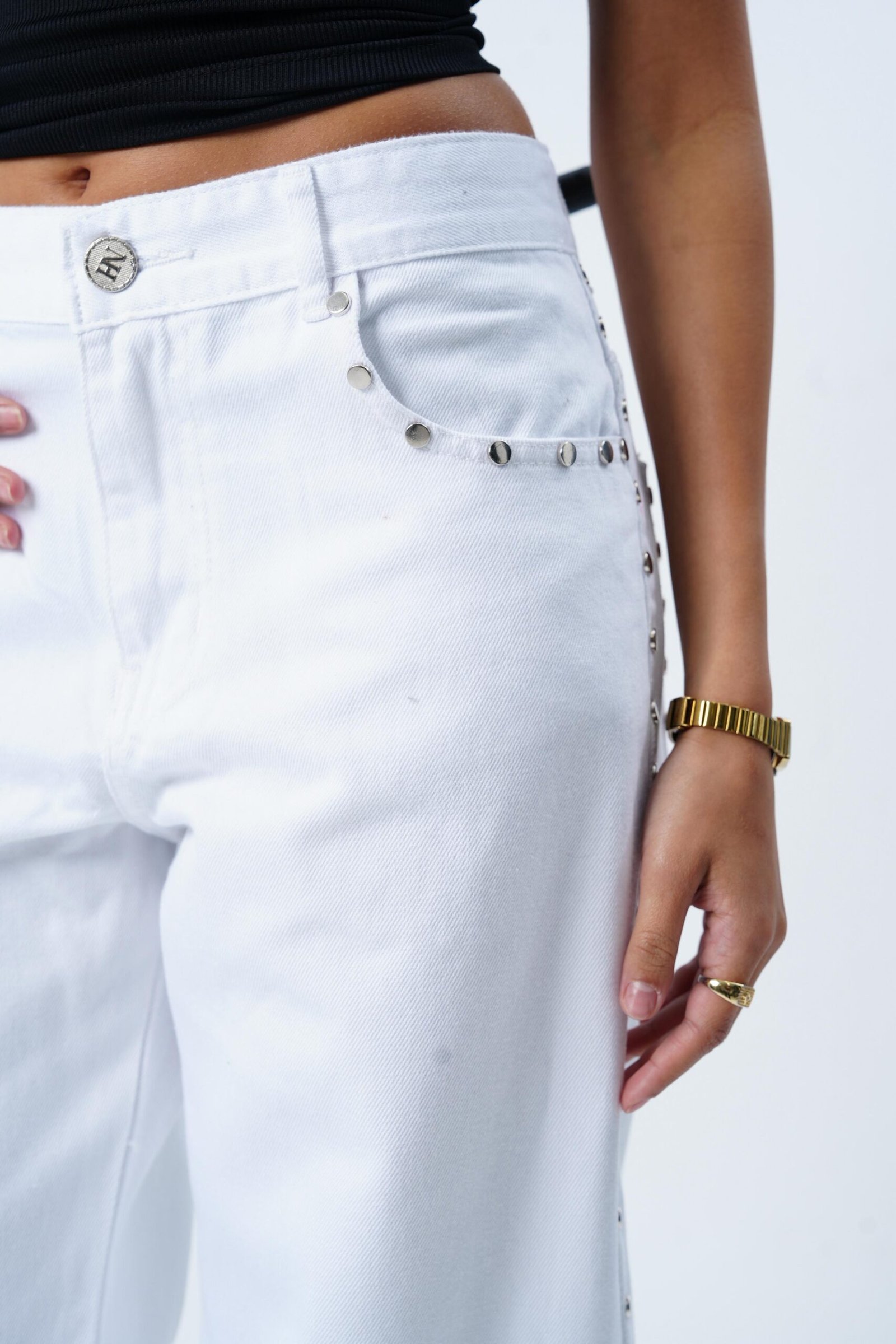 WHITE STUDDED DENIM - Image 2