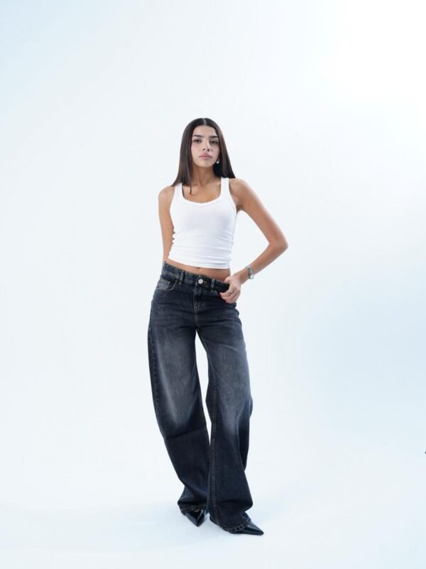 Washed Black WIDE LEG LONG FIT DENIM