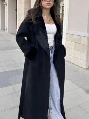 Black Maxi Coat X fur