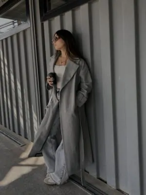 Grey full length coat