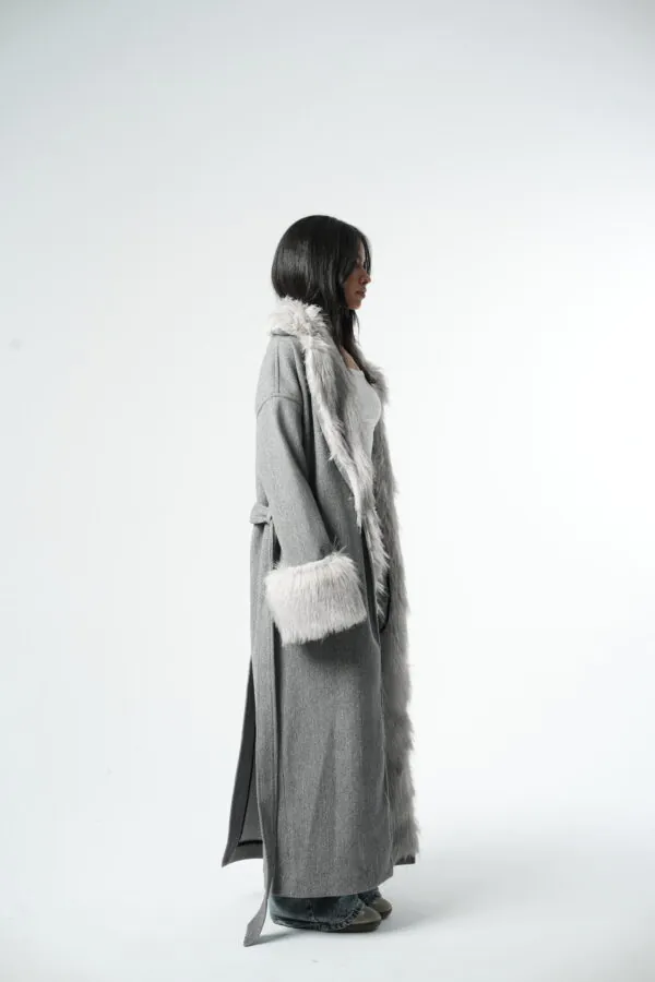 Grey Maxi Coat X fur - Image 2