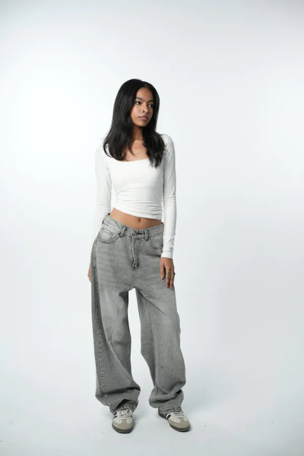 Grey Rhinestone Denim - Image 5